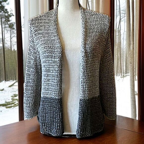 Eileen Fisher Italian Yarn Cardigan L Open Knit Quiet Luxury Old Money Capsule. - Picture 12 of 13